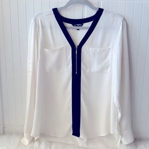 EXPRESS Classic black & white work career top sz L